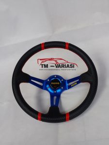 Stir Racing Momo Carbon Celong 14 Inchi Palang Biru