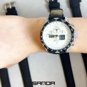 Sanda | SANDA Fashion New Quartz Watches for Man 5Bar Waterproof LED Luminous Multifunctional Chronograph Military Sports Man Watch