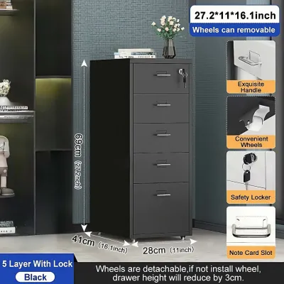 Metal Storage Cabinet 3/5/6 Tiers File Cabinet Rust-proof and durable Lockable Movable Metal Drawer Cabinet Suitable for home and office use
