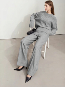Intelligent Commuter Style High Waist Flared Pants Wool