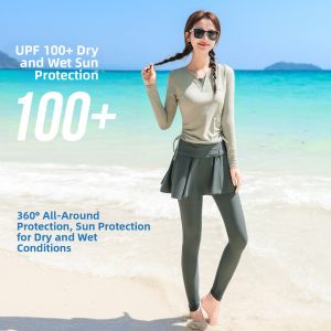 XTEP | Slim Long Sleeve and Pant Two-Piece Swimsuit for Surfing and Diving