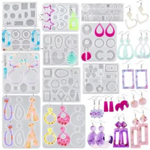 Silicone Earring Mold Earring Resin Mold Jewelry Making Casting Tools Earring Hooks for Craft DIY Charms Pendant Earring Making