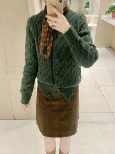 Thick Knitted Heavy Work Christmas Style Womens Sweater Soft Cozy Winter Cardigan Long Sleeve round Neck Warm Outerwear