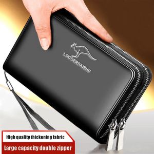 New Womens Leather Wallet Large Capacity Billeteras Para Hombre Double Zipper Clutch Bag Portafoglio Uomo Male Business Wallet