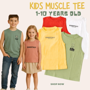 3PC BUNDLE Kids Muscle Tee 1-10 Years Old | Soft Cotton Blend Sleeveless Shirt | Summer Outfit for Boys | Lightweight Breathable Kids Top