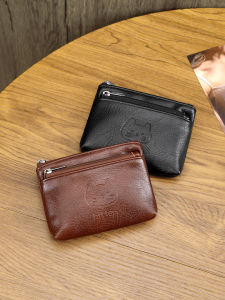 Ví Da Nhỏ Có Khóa Kéo Đựng Thẻ Xe Buýt Ví Đựng Chìa Khóa Hình Mèo Cho Thanh Thiếu Niên Ví Da PU Mềm Màu Trơn Dành Cho Nam Và Nữ