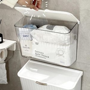 Wall-Mounted Toilet Paper And Underwear Storage Box Waterproof Bathroom Organizer No Drilling Required Cover Included