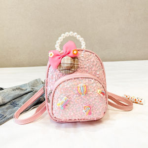 กระเป๋าเป้สะพายหลังนักเรียนประถมศึกษาขนาดเล็กสำหรับเด็กผู้หญิง กระเป๋าเป้สะพายหลังลายเจ้าหญิงสุดน่ารักพร้อมกระเป๋าสะพายไหล่คู่