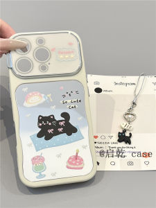 Cute Cartoon Mirror Phone Case with Lens Film Full Cover Soft Shell Apple 14/13Promax Compatible Mirror Cake Design