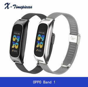Stainless Steel Strap for OPPO Band 1/2 Metal Replacement Band Wristband Accessories Smart Bracelet for Women Men Fashion Sport Business Soft Waterproof