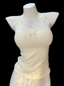 Áo Ba Lỗ Ren Cổ Chữ V Có Đệm Ngực Có Thể Điều Chỉnh Cho Nữ Mùa Hè Áo Ba Lỗ Chống Hở Lưng Thời Trang Thường Ngày