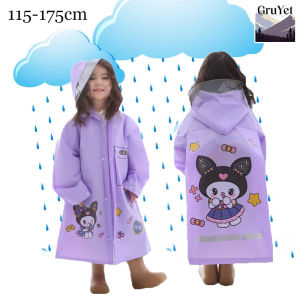 Kids Raincoat Waterproof Full Body With Extendable Backpack Cartoon Pupils Print Night Reflective Strip For School Outdoor Activities
