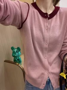 2024 ฤดูใบไม้ร่วง สินค้าใหม่มาใหม่ High-End ถักเปิด คาร์ดิเกน เสื้อท่อนบน เสื้อฐานบล็อกสี เสื้อสเวตเตอร์ เสื้อแจ็คเก็ต สไตล์พร็อพหญิงพอดีปกติ