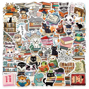 Cartoon Animal Reading Graffiti Stickers 50 Pcs Decorative Luggage Notebook Skateboard Insulated Mug Waterproof Decals