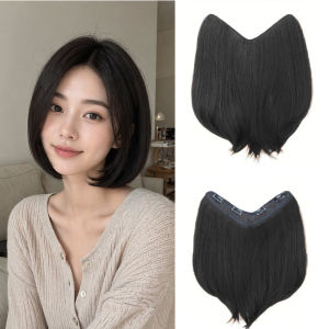 Four Card U-Shaped Pad Hair Extensions Synthetic Straight Hair Extensions Top and Back Patches Natural and Dense