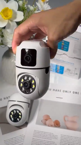 CCTV Camera 1080 HD WIFI Dual Lens with Night Vision IP Security Cam Waterproof 360° PTZ Two-Way Voice Outdoorr/Indoor
