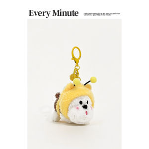 EMINUTE น่ารักคู่สุนัขเล็กๆ Honeybee ของเล่นตุ๊กตารถพวงกุญแจน่ารัก Bookbag แขวนเครื่องประดับของขวัญวันเกิดกระเป๋าเป้สะพายหลังแขวนเครื่องประดับ