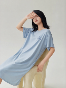 Cooling Comfortable Cotton Womens Summer Dress Short Sleeve Loose Padded Sleepwear