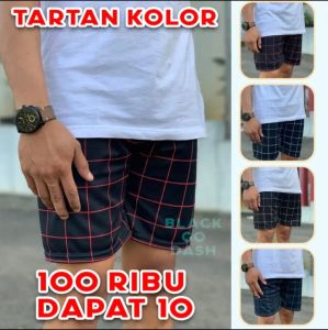Celana Trandy Tartan Kolor 100Rb Dpt 10 Pcs dewasa Hitam Short pendek pria