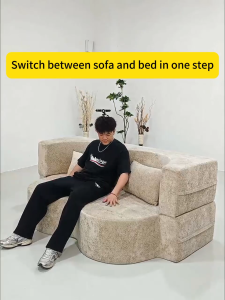 【10 Years Warranty】DreaME Furniture 2in1 2M convertible folding sofa bed full sponge roll pack compressed fabric sofa no assembly twin sleeper sofa with pillows Applicable to Futon Couch for Small Space Living Room/Bedroom/Guest Room/Apartment/Home