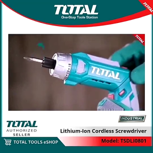 【TOTAL】8V Lithium Cordless Screwdriver Set 17pcs | Household & Industrial Grade | Dual-Form Handle (Straight/Pistol) | 15 Torque Settings | With LED Light | Type-C Charging