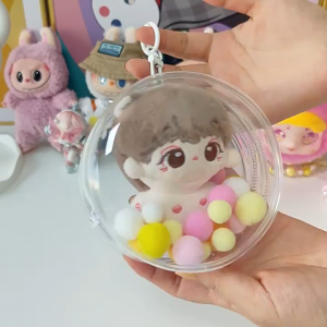 EERSHENSHI  กระเป๋าตุ๊กตาผ้าฝ้าย10ซม. กระเป๋าเด็กทรงกลมโปร่งใสสามารถแขวนได้กระเป๋าเด็กตุ๊กตาตุ๊กตา10ซม. กระเป๋าเด็กเดินกระเป๋าเก็บ