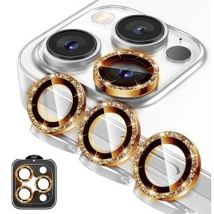 Bộ Bảo Vệ Ống Kính Camera Kim Loại Lấp Lánh 2-3 Chiếc Dành Cho iPhone 17 Pro Max 17 Air 14 15 16 Pro Max Plus Kèm Vòng Trang Trí Dành Cho Nữ
