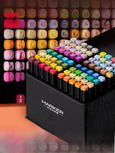 Deli Double-Headed Oil-Based Marker Pens Quick-Drying Art Supplies for Children 48 Colors 24 Colors Drawing Pens Water-Based Graffiti Cartoon Coloring Pens 60 Colors 80 Colors