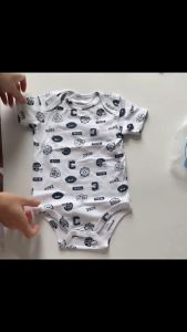 ZAV Baby boys Bodysuit Short Sleeved Romper 100% Cotton Football Printed Red Baby Clothes 0-12Months