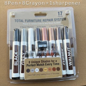 New Wooden Furniture Repair Pen Touch Up Markers & Crayon Sharpener Set Wood Scratch Restoration Kit Patch Paint Pen