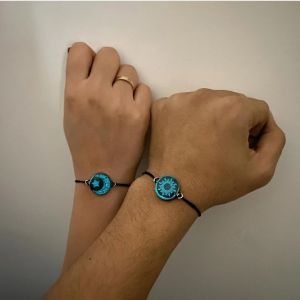 Couples Beaded Wristband Moon Glow Bracelet Time Stone Woven Hand Cord Luminous Nighttime Accessory Fashionable Jewelry