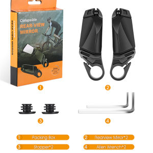 WEST BIKING Foldable Bicycle Rearview Mirror 360° Rotation Adjustable MTB Bar End HD Rear View Mirror Cycling Accessories
