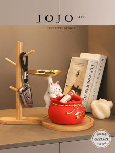 Creative JOJOS L. PD.Rain Cat Shaped Living Room Storage Shelf Home Entrance Decorative Ornaments Resin Material Storage Organizer