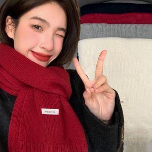 ผ้าคลุมฮิญาบผ้าพันคอหนาสำหรับผู้หญิงผ้าผ้าคลุมไหล่ฤดูหนาวผ้าพันคอแค็ชเมียร์ผู้หญิง MODE Korea ผ้าคลุมฮิญาบแบบยาว