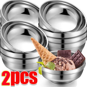 2x 304 Stainless Steel Bowl Double-layer Anti Scalding Soup Bowls Large Capacity Salad Noodle Food Bowl Home Kitchen Tableware