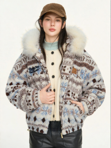 RickyisClown | Áo Khoác Lông Cừu Floral Fair Isle Dày