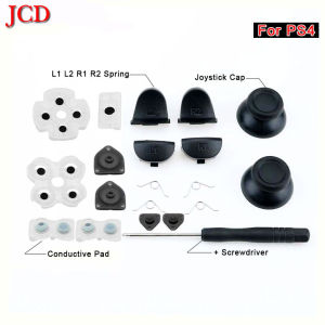 JCD | For PS4 Controller Repair Set L1 R1 L2 R2 Trigger Buttons 3D Analog Joysticks Thumb Sticks Cap Conductive Rubber Screwdriver Kit