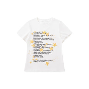 WILDAZI | American Vintage Letter Stars Print Regular Fit Slim T-Shirt