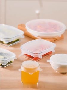 6 Pcs Silicone Stretch Durable Lids Reusable Flexible Food Fruit Cover Preservation Cover Refrigerator Preservation Film