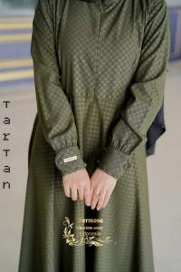 Gamis embos wolfis motif tartan warna army/gamis army/gamis murah