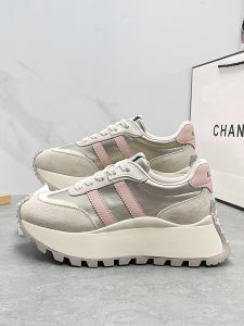 European Style Thick Bottom Agan Shoes Womens Spring Increase Height Appearance Small Size Genuine Leather Casual Dad Shoes