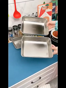 6PCS 304 Stainless Steel Food Box with Lid Household Fresh-keeping Box Tray BBQ Food Trays Food Storage Container Stainless Household Refrigerator Fruit Containers Lunch Box