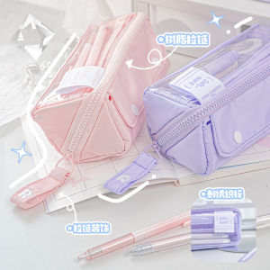 Angoo|RosyPosy Large Capacity Transparent Prism Pencil Case for Middle School Students Girls Boys Simple Japanese Style Stationery Bag