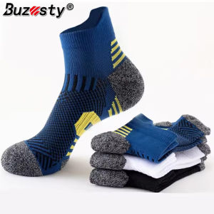 Buzesty Mens Ankle Sleeve Socks Professional Fitness Sports Socks Towel Bottom Non-Slip Running Socks Men Women Quick-Drying Basketball Training Sox