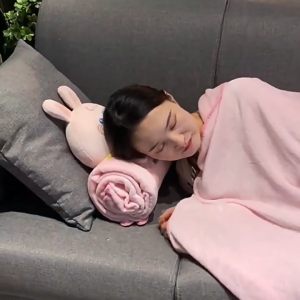 2-in-1 Cartoon Cushion And Blanket Foldable Office Nap Shawl Sofa Throw Childrens AC Blanket Car Cushion Neck Pillow 毛毯