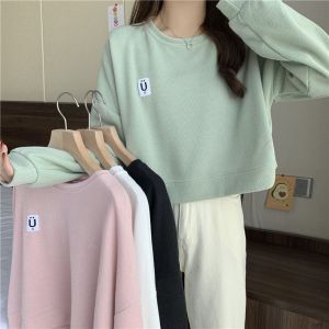 MISHANGYICHU | Fleece Lined Thickened Long Sleeve Crew Neck Womens Sweater Spring Autumn Winter