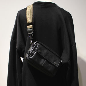 Street Style Fashion Leather Crossbody Bag Small Square Mobile Phone Bag Single Shoulder Bag Soft Surface Zipper Closure Pure Color