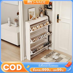 SN ตู้รองเท้า ตู้รองเท้าไม้เนื้อแข็งหลายชั้น 50/80/100cm ความกว้าง ตู้บางเฉียบ ทางเข้าบ้าน ชั้นเก็บของ ตู้รองเท้า ตู้วางของความจุสูง