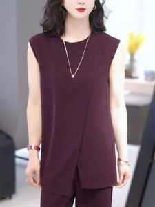 QINGNAER | French Light Mature Style Sleeveless Vest Shirt
