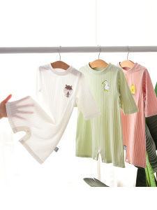 Childrens Half Sleeve Sleeping Bag Baby Half Sleeve Shorts Jumpsuit Boys and Girls Nightdress Mesh Lightweight Air Conditioning Clothes Pajamas